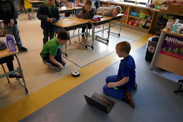 Wood Road students working with robots